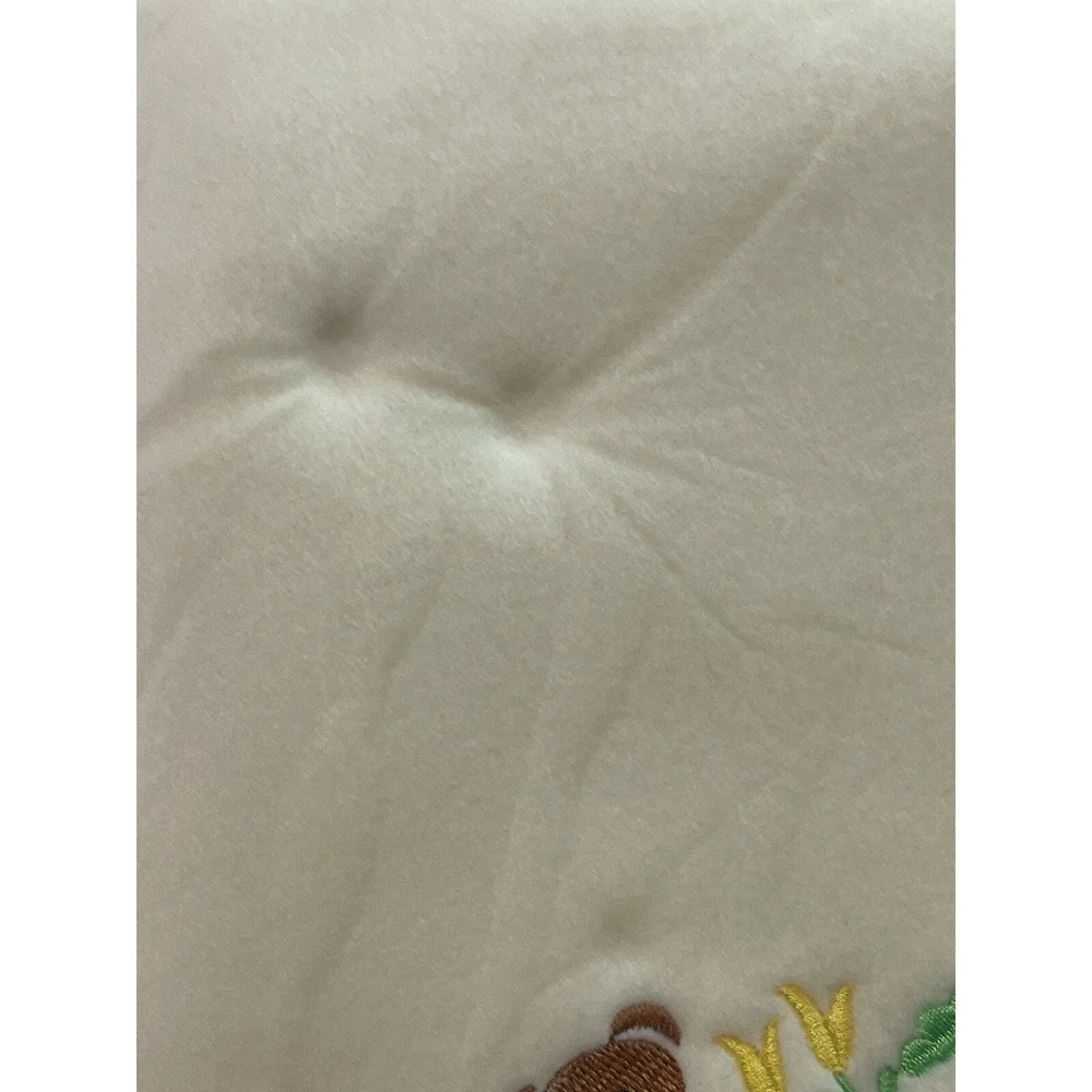 Vintage Yellow Baby Blanket‎ With Brown Bear Embroidery Purple Flower Fabulux
